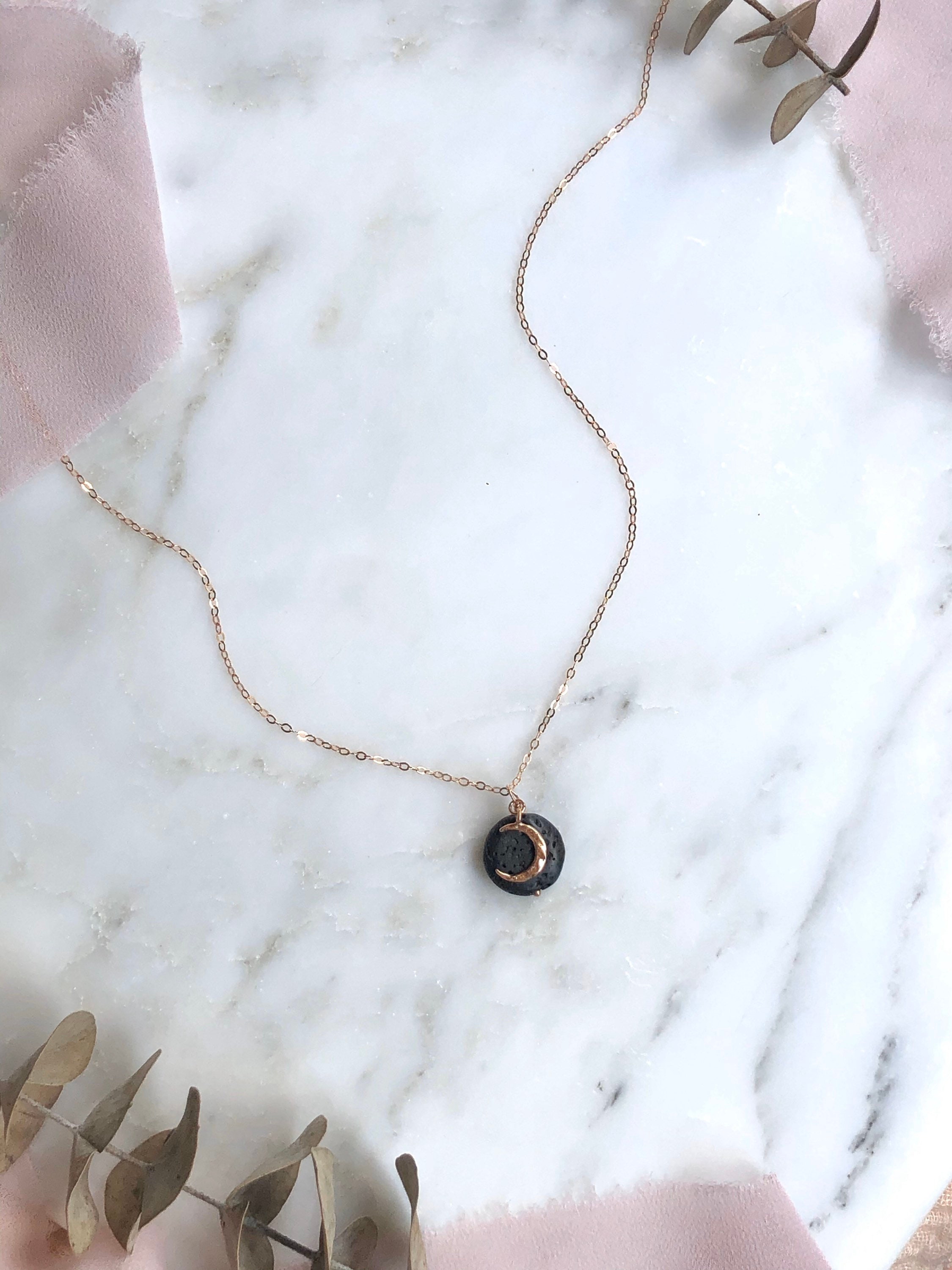 aromatherapy jewelry gift for her Crescent moon charm diffuser necklace accessories for essential oils necklace for essential oils