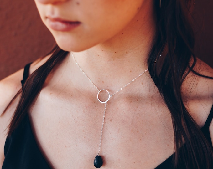 Sterling Silver lariat diffuser essential oil necklace,