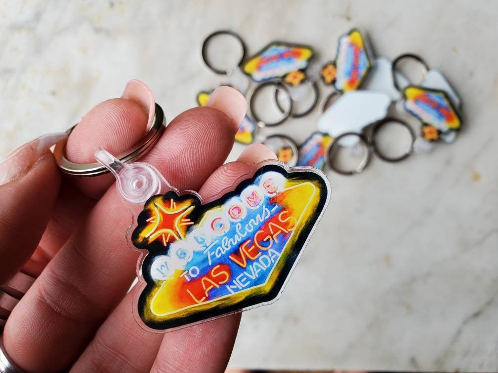 Porte-clés Souvenir Las Vegas Nevada - Acier Inoxydable, Impression UV, Mini Mousqueton, Idéal Voyageurs