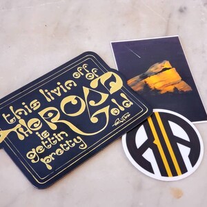 road trip music magnet Ramblin Arts magnet driver magnet hippie chick gypsy life peace sign ramblinarts on the road again travel junkie