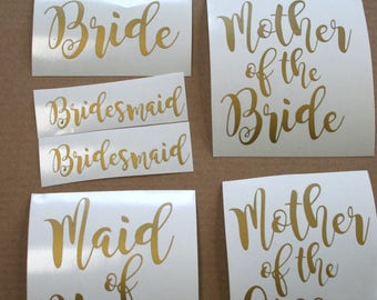 Custom name decal for wine Champagne Glass/ DIY Decal/ Personalized Custom Decal/ Bridal Party Decals/ Bachelorette party/ Wedding stickers
