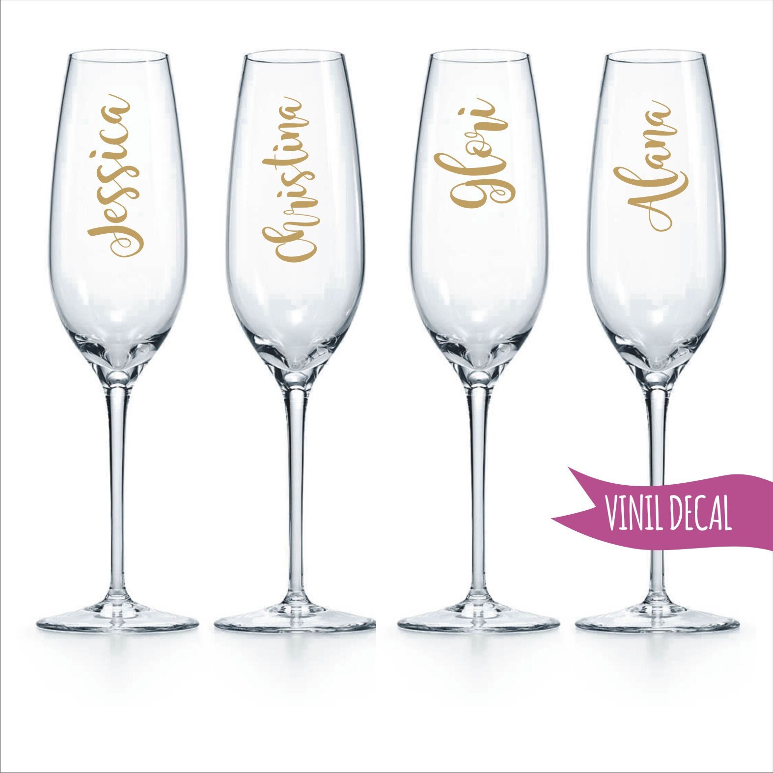 Custom name decal for wine Glass champagne flute/ DIY Decal/ Etsy