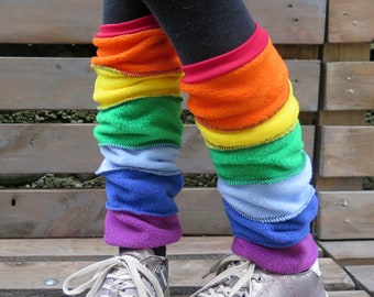 Cuffs, patchwork, made of fleece, desired color, wrist warmers, rainbow