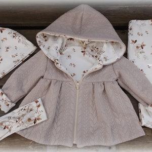 Cardigan, Jacke, Mantel, Kapuzenjacke in beige zdjęcie 2