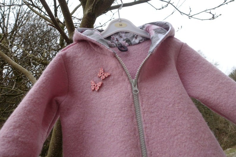 Wool jacket with lined hood, wool jacket, children's jacket, wool coat, coat, children's coat, wool coat image 7