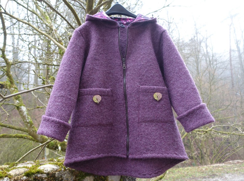 Wool jacket with lined hood, wool jacket, children's jacket, wool coat, coat, children's coat, wool coat image 6