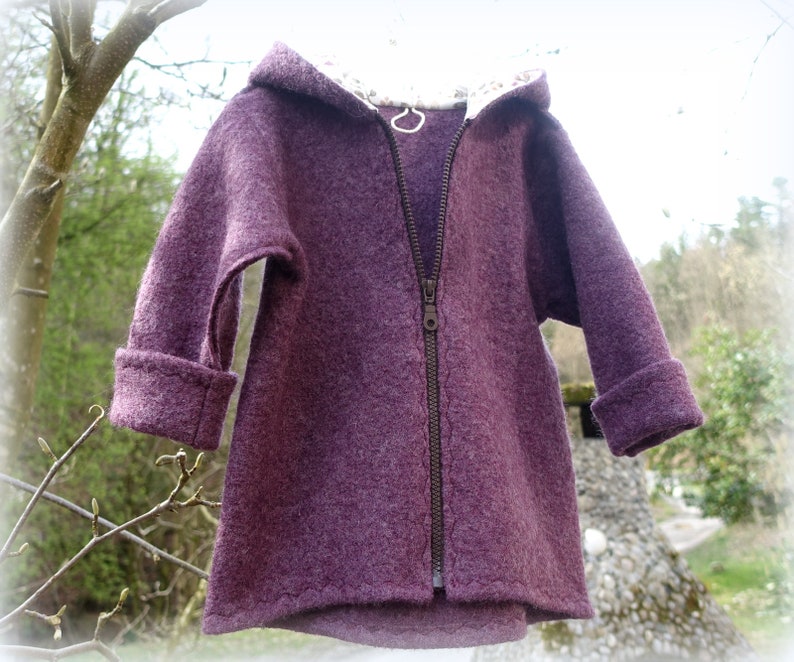 Wool jacket with lined hood, wool jacket, children's jacket, wool coat, coat, children's coat, wool coat image 4