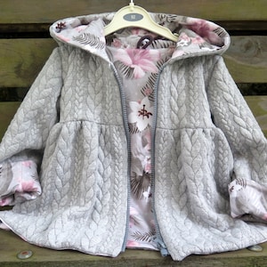 Cardigan, jacket, coat, hooded jacket in grey