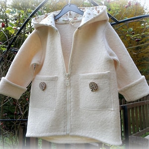 Wool jacket with lined hood, felt jacket, children&#39;s jacket, felt coat, coat, children&#39;s coat, wool coat