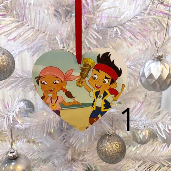 Disney Jake And The Neverland Pirates Hanging Wooden Heart Plaque Nursery Bedroom Decor Birthday Wedding Baby Shower Favours