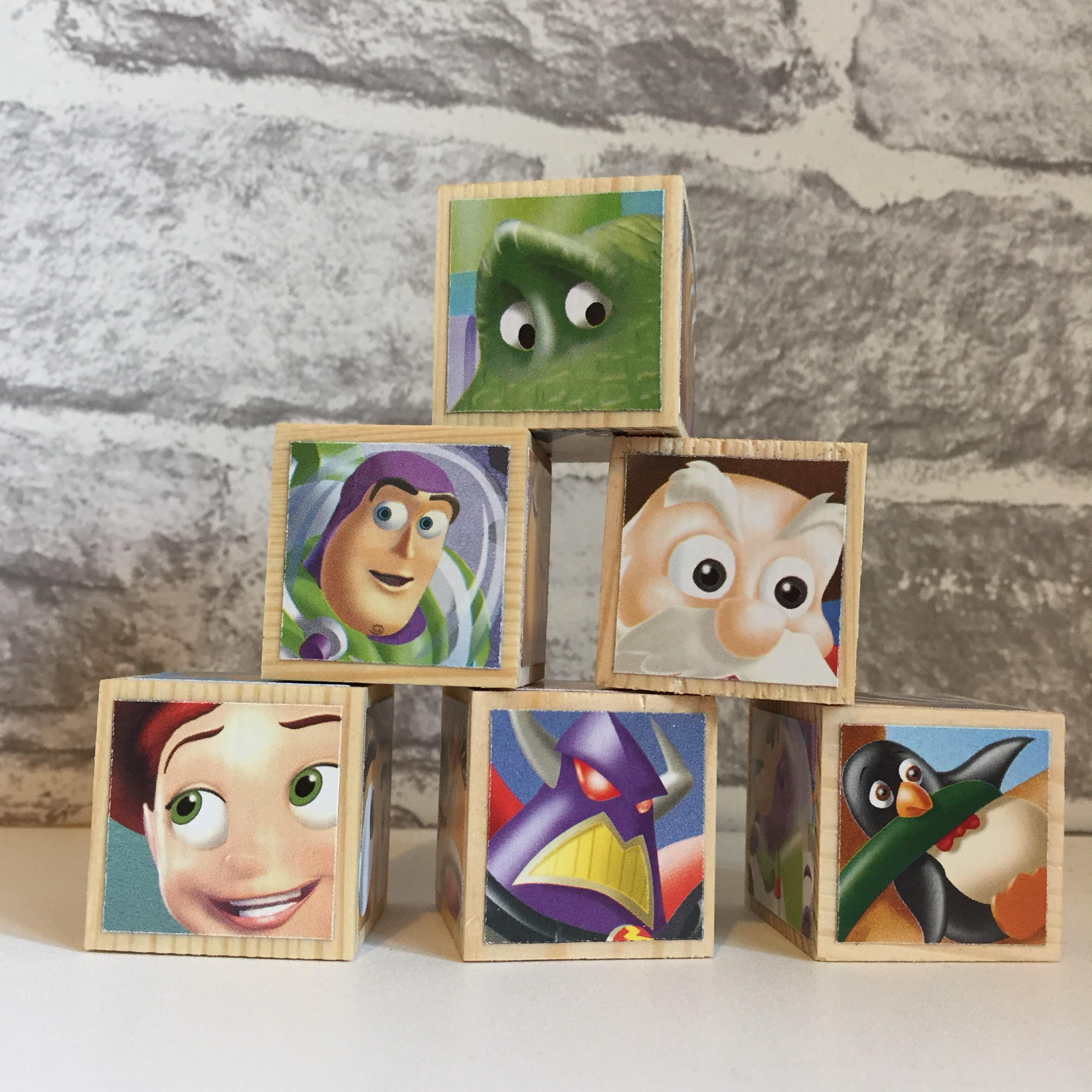 Disney Childrens Book Blocks Toy Story Natural Wood Baby Etsy