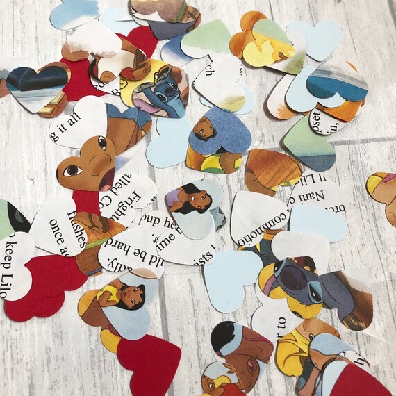 Disney Lilo And Stitch Book Page Confetti Hearts Birthday Etsy