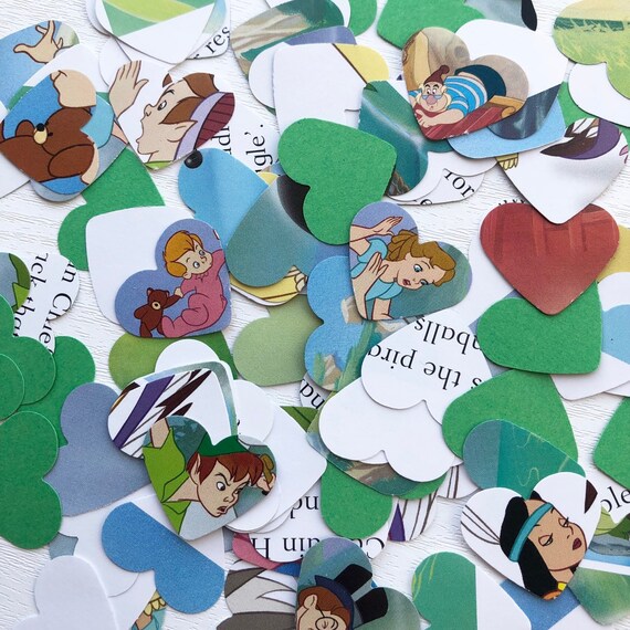 Disney Peter Pan Book Page Confetti Hearts Birthday Wedding Etsy