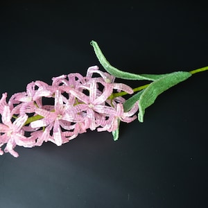 Beaded flowers, pink beaded hyacinth, french beaded flowers, Easter flowers, Spring flower hyacinth, vintage style