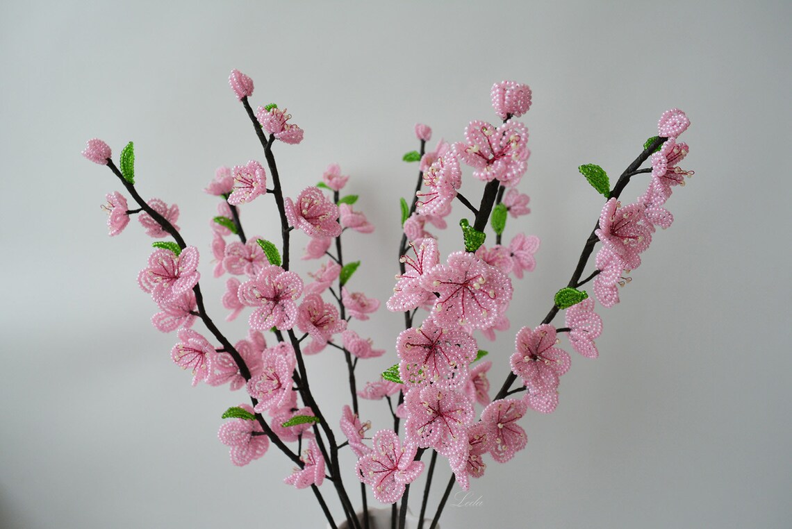 Cherry Blossom French Beaded Flowers Pink Cherry Blossom Etsy