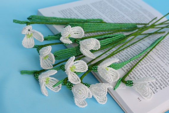 Beaded Snowdrops, French Beaded Flowers, Spring Flowers - Etsy