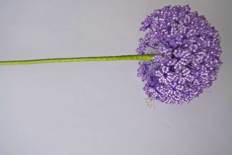 Violet Allium, Beaded Flower, Purple Allium, Flowers in a Vase, Beaded
