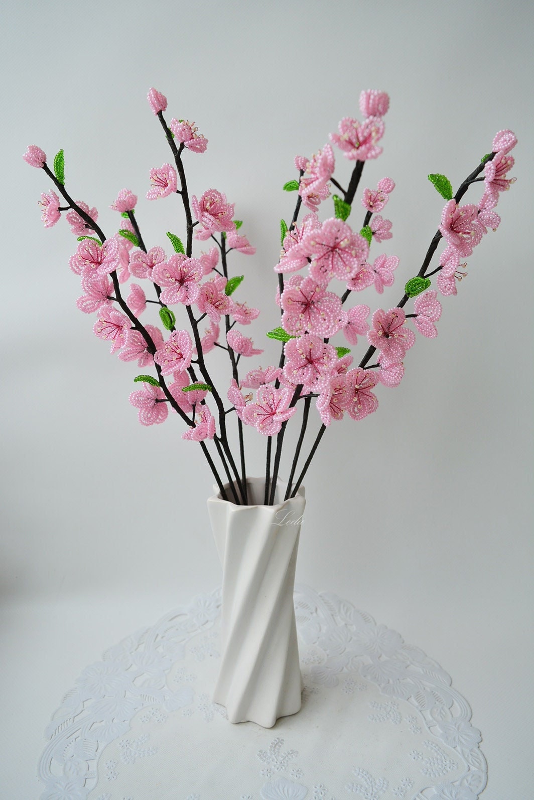 French Beaded Cherry Blossom Branch, Pink Floral Decoration - Etsy
