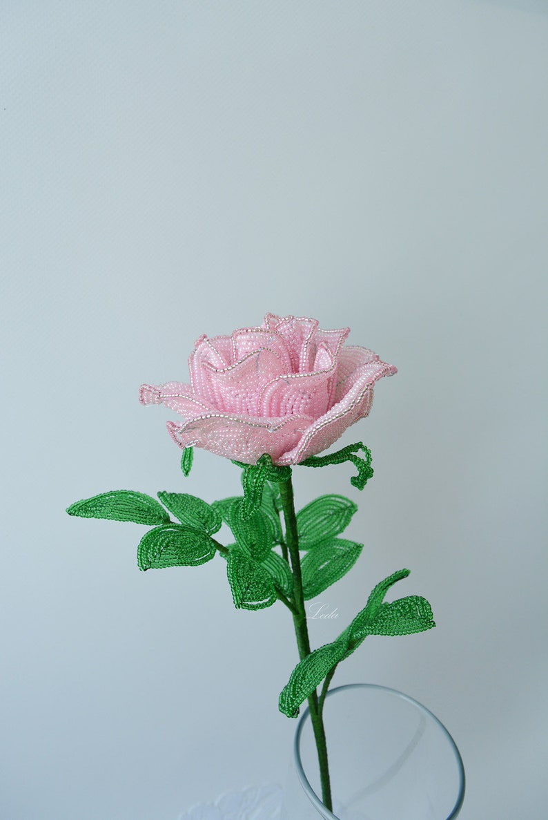 Beaded Rose With Stem French Beaded Flower Beaded Winter - Etsy