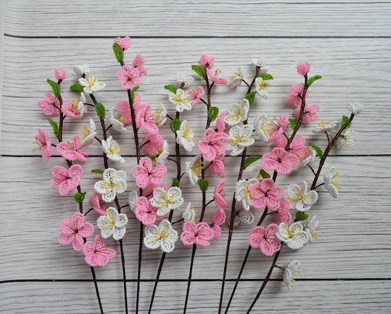 French Beaded Cherry Blossom Branch, Pink Floral Decoration - Etsy