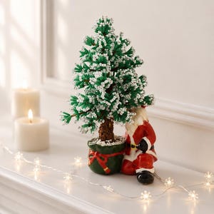 Beaded Christmas Tree, Green Wire Sculpture, Winter spruce for Christmas gift