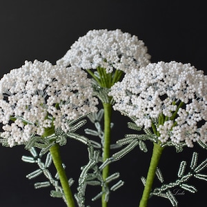 Beaded Queen Anne's Lace, beaded flower Yarrow, wildflower, field flowers, flower in vintage style, artificial flower for vase