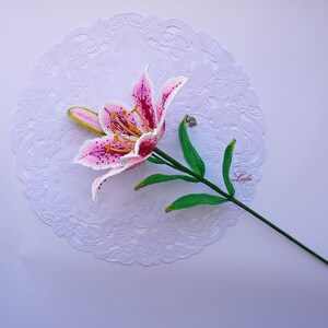 Beaded Stargazer Lily, French Beaded Flower, Pink Stargazer Lily, Lily ...