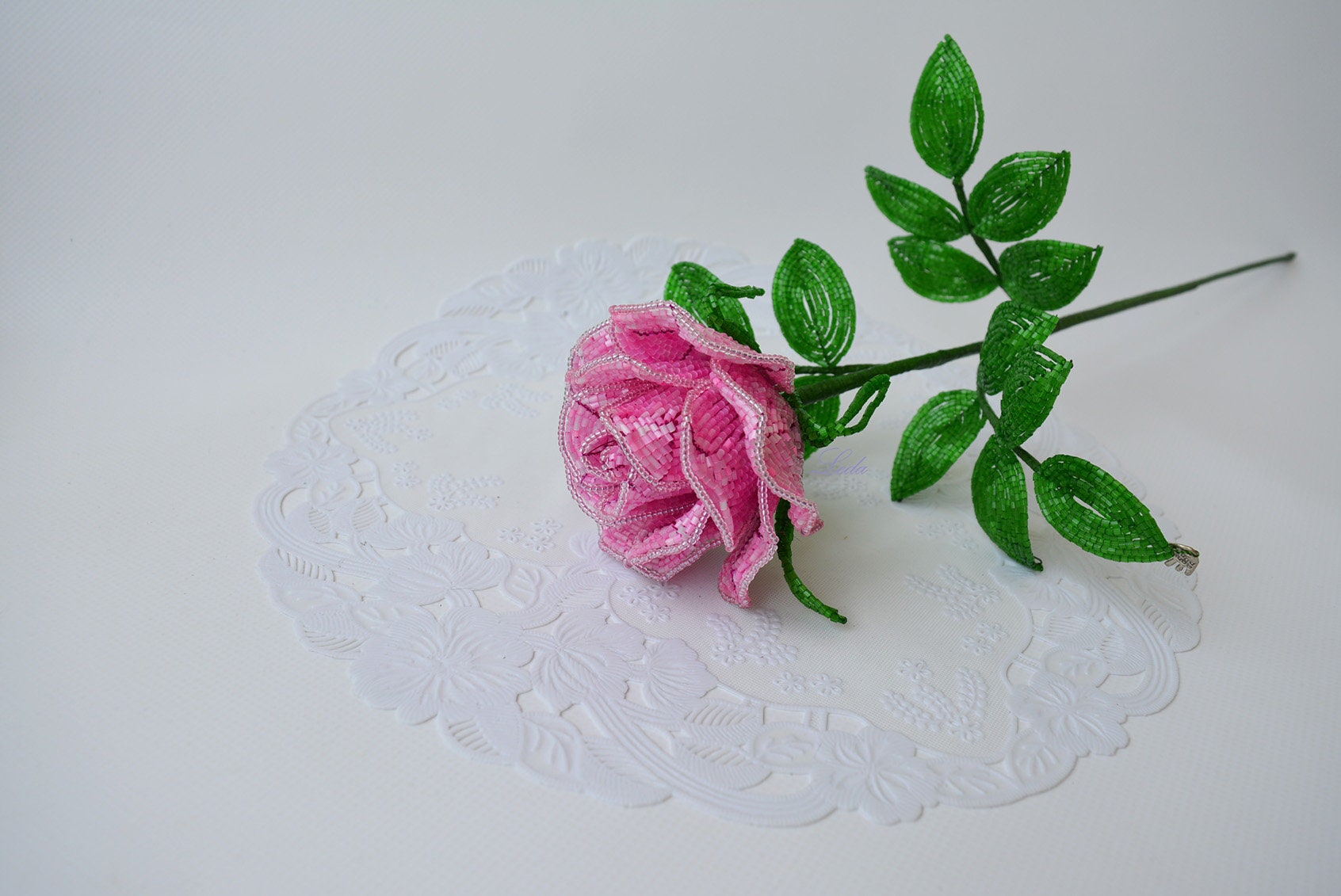 Beaded Rose With Stem French Beaded Flower Beaded Winter - Etsy