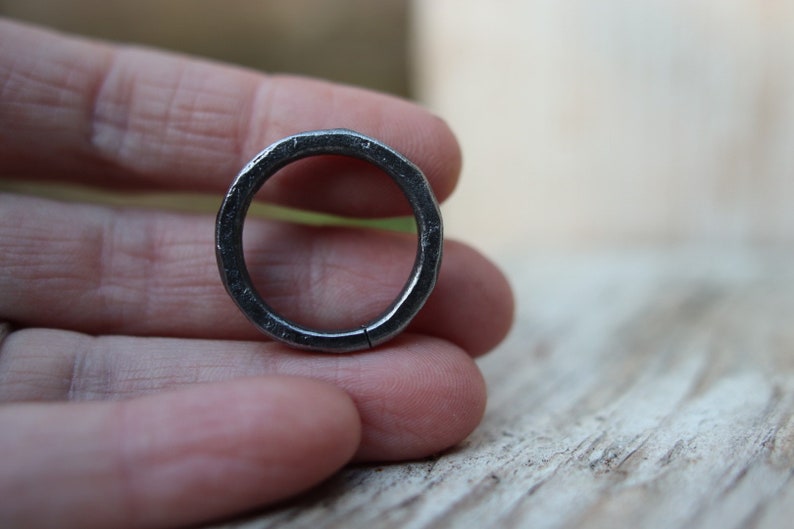 Iron ring, beaten, hand forged. Raw, rustic and organic. image 4