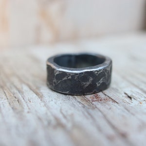 Heavy, beaten hand forged iron ring. Raw, rustic and organic. image 2