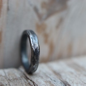 Iron ring, beaten, hand forged. Raw, rustic and organic.