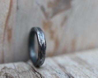 Iron ring, beaten, hand forged. Raw, rustic and organic.