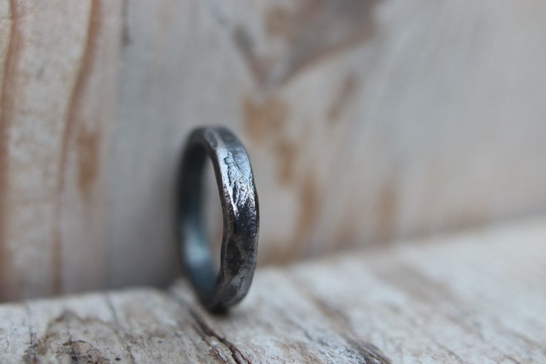 Iron ring, beaten, hand forged. Raw, rustic and organic. image 1