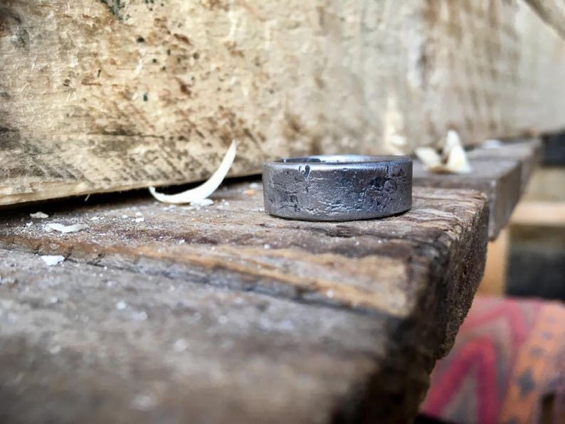 Wide Plain Iron Band Ring Etsy