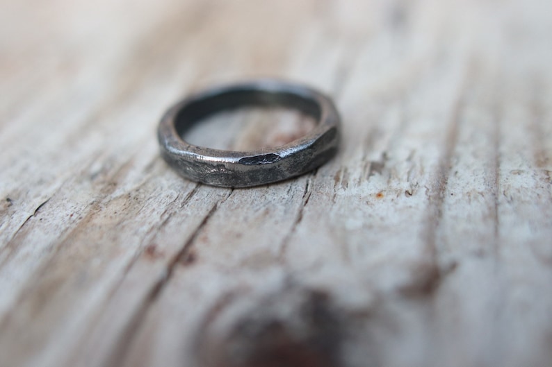 Iron ring, beaten, hand forged. Raw, rustic and organic. image 7