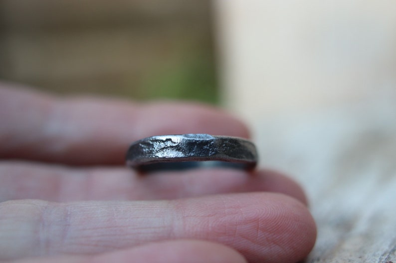 Iron ring, beaten, hand forged. Raw, rustic and organic. image 2