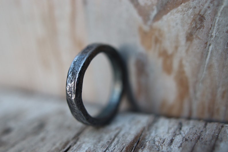 Iron ring, beaten, hand forged. Raw, rustic and organic. image 3