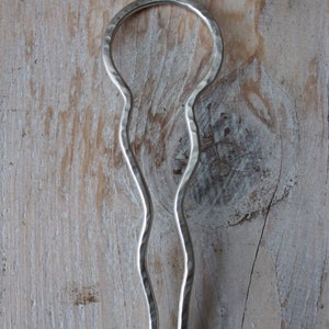 Hand forged solid silver hair pin