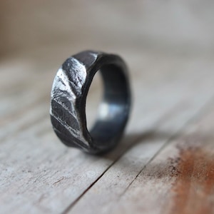 Iron ring with hammer detail ~ rustic, raw and organic.