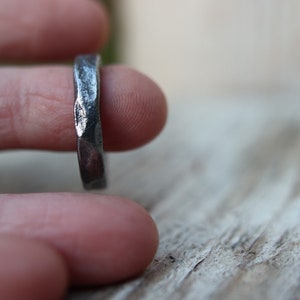 Iron ring, beaten, hand forged. Raw, rustic and organic. image 9