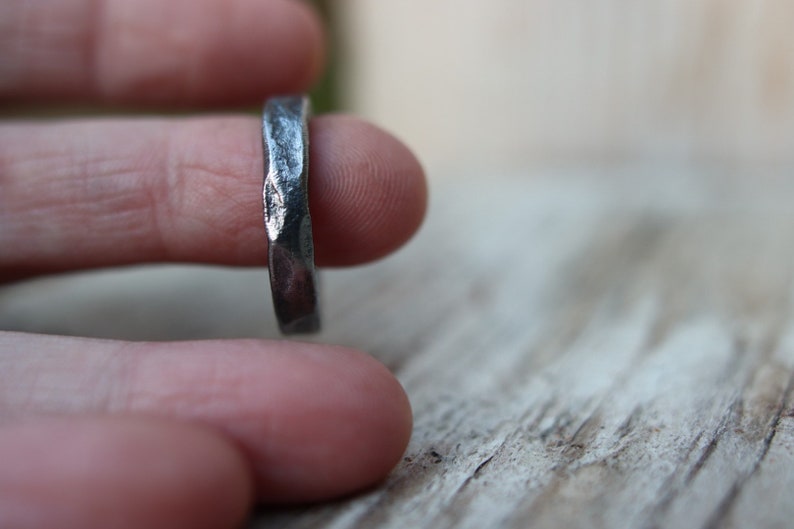 Iron ring, beaten, hand forged. Raw, rustic and organic. image 9