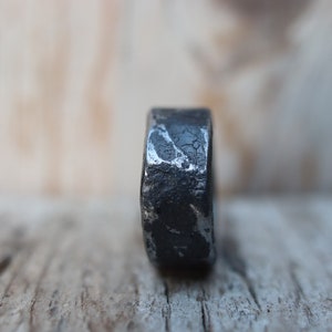 Heavy, beaten hand forged iron ring. Raw, rustic and organic. image 4