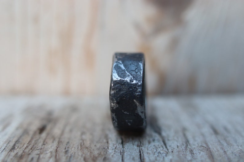 Heavy, beaten hand forged iron ring. Raw, rustic and organic. image 4