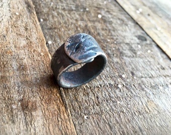Hand forged viking style iron ring. Made to look worn and weathered. Rustic, raw and organic.