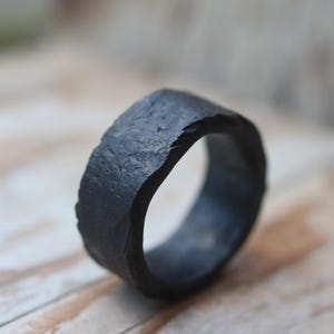 Rugged blackened iron ring
