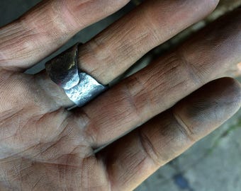 Delicate cuff ring - hand forged iron