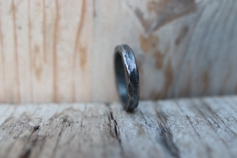 Iron ring, beaten, hand forged. Raw, rustic and organic. image 6