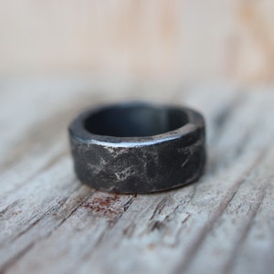 Heavy, beaten hand forged iron ring. Raw, rustic and organic. image 7