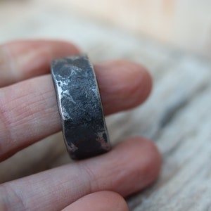Heavy, beaten hand forged iron ring. Raw, rustic and organic. image 6