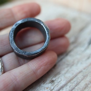 Heavy, beaten hand forged iron ring. Raw, rustic and organic. image 8
